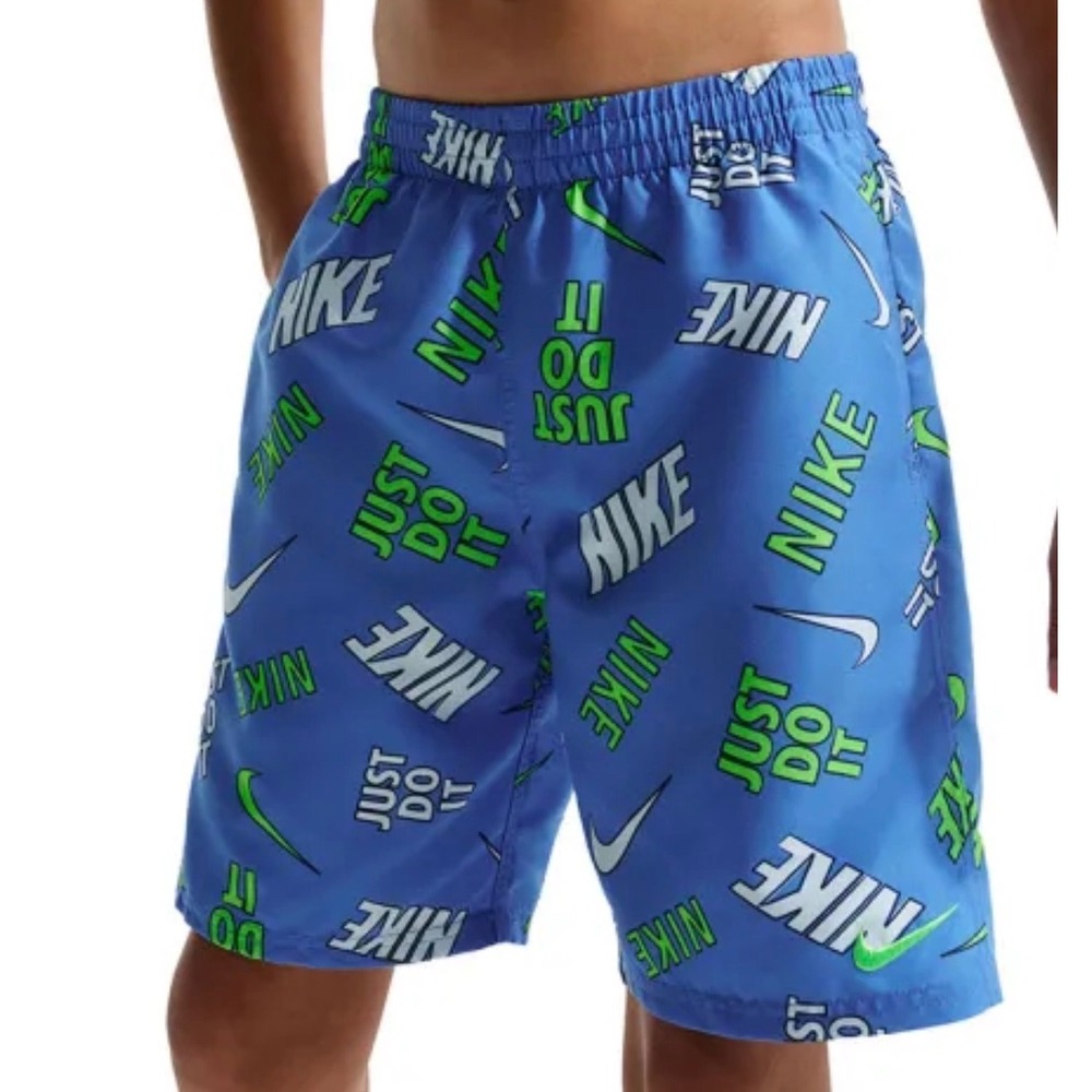 Nike Swim Trunks Kids Large Blue Just Do It Logo NWT